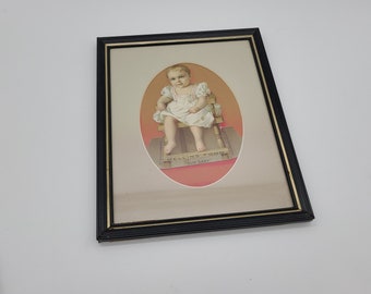 Antique 1890s Mellin's Food Our baby Advertising  Trade card Nicely framed