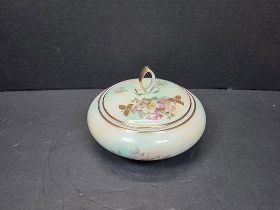 weimar porzellan　アンティクプレイト　型番56 刻印42 Bavaria Schumann Arzberg Germany Wild Rose Blush Round Covered