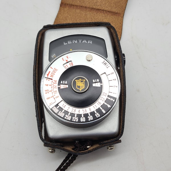 Vintage Lentar Exposure Light meter in leather case