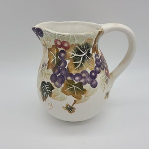 Nantucket China Grapes and grape leaves water/milk pitcher 7 1/2&quot; tall