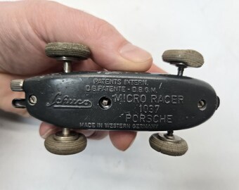 Schuco Micro Racer 1037 Red Porsche Car #1 Antique Wind up Metal