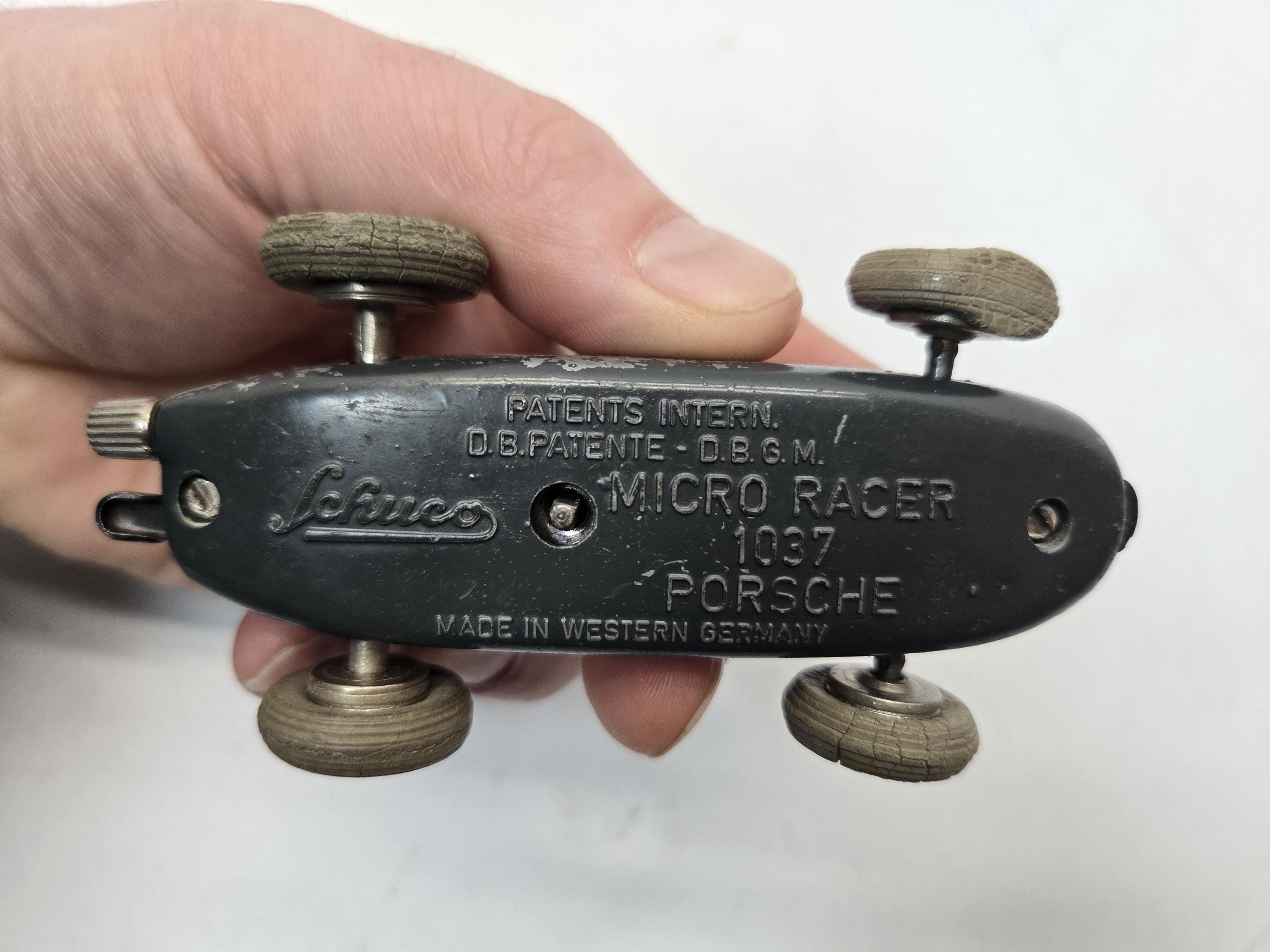 Schuco Micro Racer 1037 Red Porsche Car #1 Antique Wind up Metal