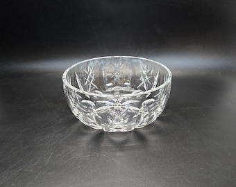 Cuenco de cristal tallado Waterford de 8" con patrón entrecruzado
