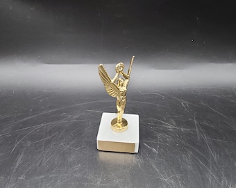 vintage marble base gold angel figure small trophy blanks 4 1/2 inch tall