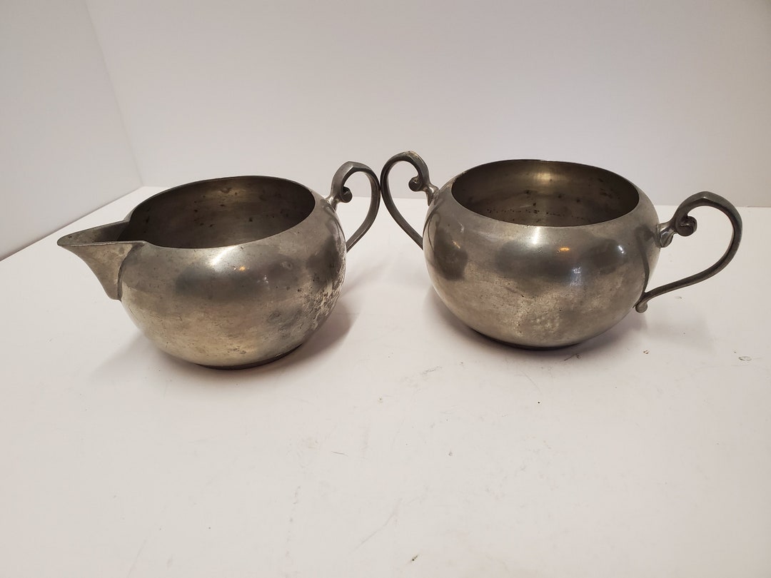 Cornwall Pewter Sugar and Creamer Set Antique Etsy