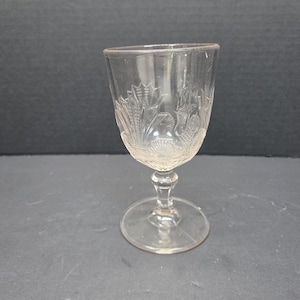 RARE Antique clear EAPG goblet fancy pattern early American pattern glass