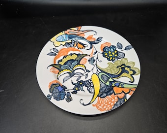 Anthropologie Floral 10 5/8" dinerbord zeldzame paisley koi blauw oranje geel