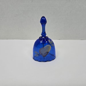 Fenton cobalt blue hand painted and signed Fruit bell 4 1/2&quot; MINT