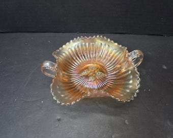 Bol de cristal carnaval Northwood Marigold con forma de mariposa y dos asas, 18 cm (7 pulgadas)