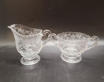 Cambridge Rose point Sugar and creamer set