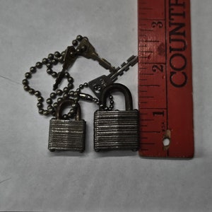 Lot of 2 Miniature small Master no 10 and 6 padlocks w/ keys
