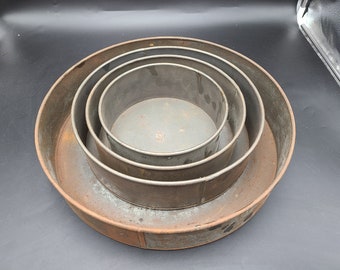 Set of 4 Antique Tin/steel Layered cake pans set 8-16"