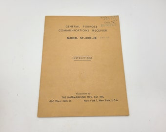 Hammarlund SP-600 JX communication receiver Original Manual.