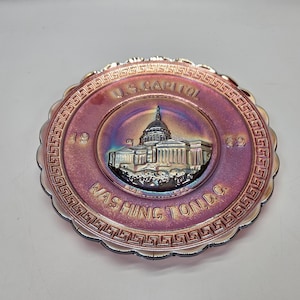 Imperial glass Red US capitol Washington DC 1969 plate 10 1/2&quot; America the beautiful series