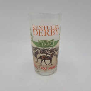 Vintage 1985 Kentucky Derby Drinking glass  5 1/4 x 2 3/4 inch MINT Unused