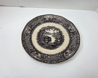 Jarrón Mulberry Washington, raro, Podmore Walker, plato grande de 9 3/4", década de 1840