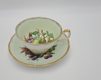 Royal Grafton Orchard Green fruit Tea cup and saucer plum and berries