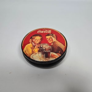 Vintage 1980s Coca cola tin can candy tin 5 x 2 inches