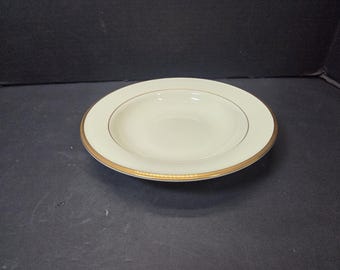 Lenox Eternal  9" Rimmed soup or pasta bowl white with gold rim