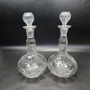 Matched pair Early antique Cut crystal Decanters 1800s crystal