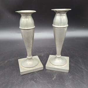 Pair of antique Gero holland pewter candlesticks 7 1/2 inches.