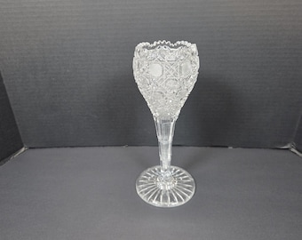Antique ABP American brilliant cut Crystal vase 10" sawtooth rim