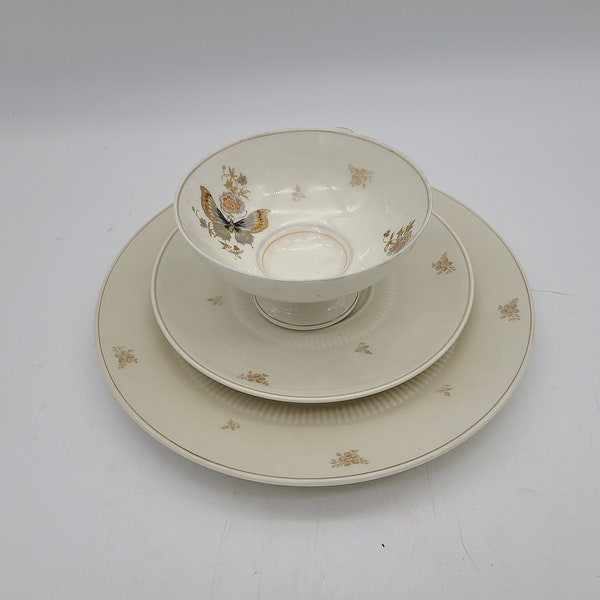 antique Weimar Butterfly Tea cup and saucer w/ Luncheon plate w/ butterfly