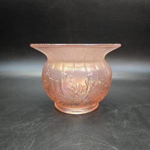 Fenton Pink Velva rose stretched glass vase carnival iridescent