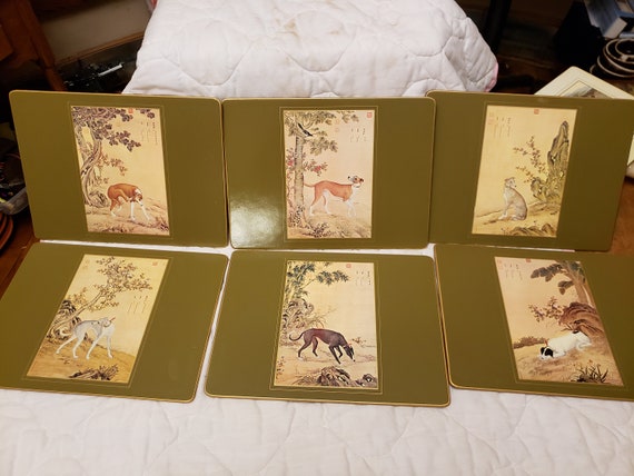 Set Of 6 Lady Clare Hardboard Place Mats With Dogs 11 3 4 X 8 Etsy