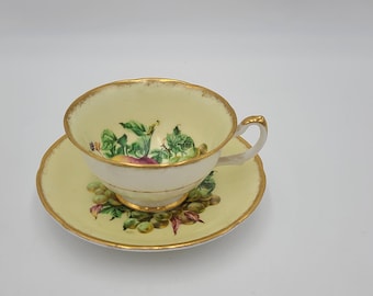 Royal Grafton Orchard Yellow fruit Tea cup and saucer plum and berries