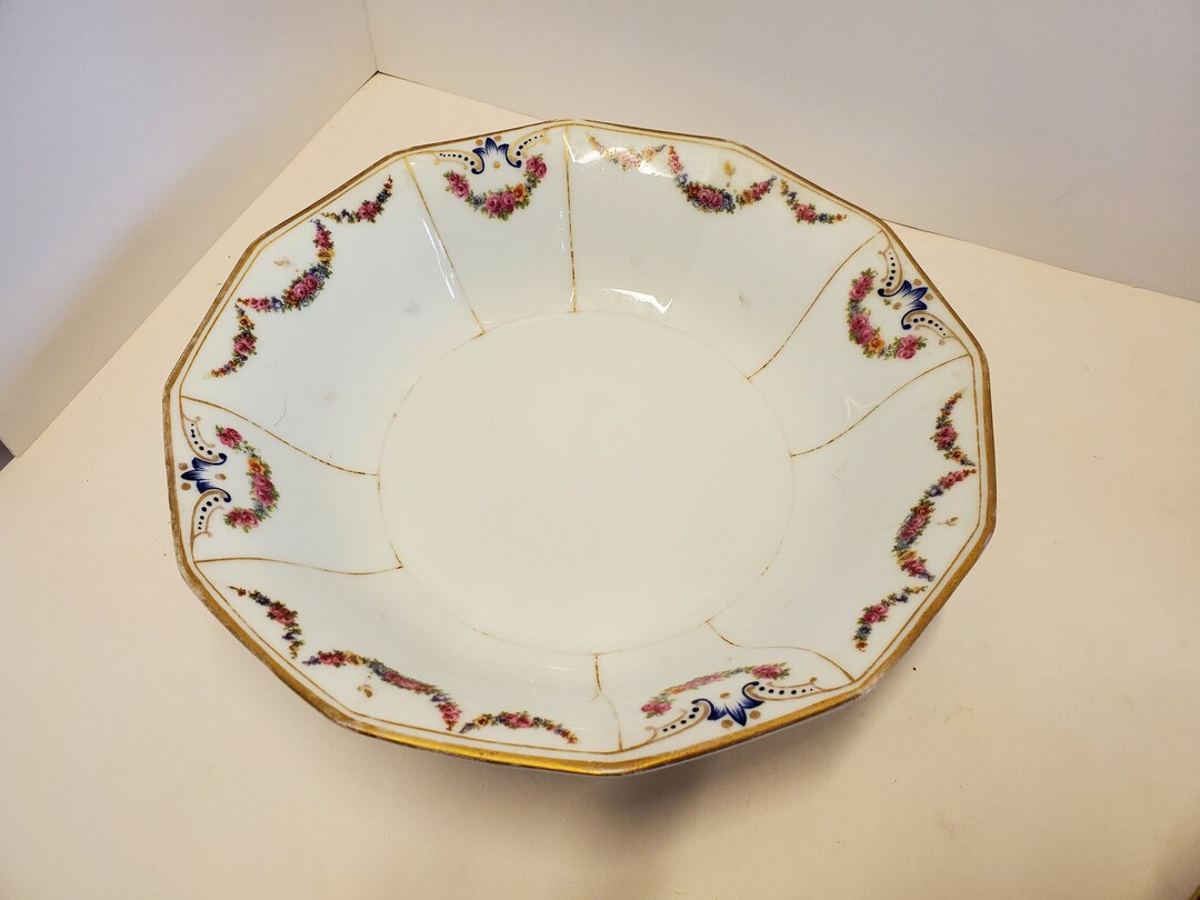 Vintage Schwarzburg China Fancy Serving Bowl Floral Pattern 10 1/2 X 2