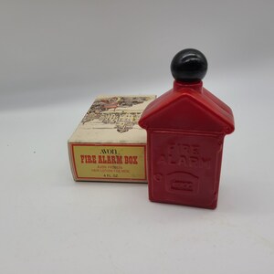 Vintage avon firealarm box red box hair lotion bottle in original box