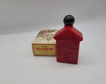 Vintage avon firealarm box red box hair lotion bottle in original box
