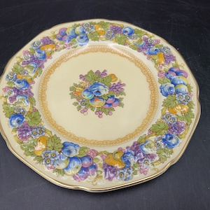 Crown Ducal Florentine Floral Fruits Embossed edge  Bread/dessert plate 6 1/4"