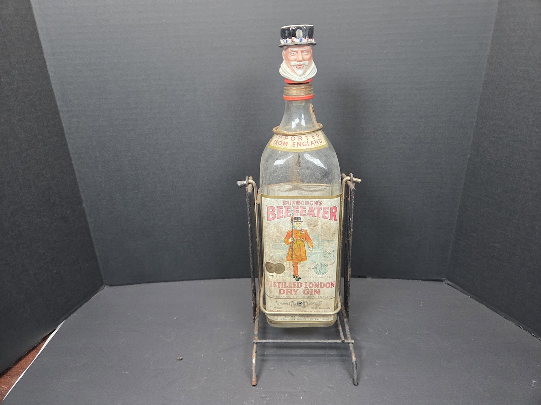 Burroughs Beefeater Dry Gin 1950s Bottle 1/2 Gallon + Tilt & Pour
