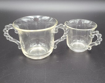 Antike Depression Glas Candlewick Zucker und Milchkännchen Set