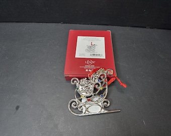 Lenox Sparkle and scroll multi color gem Sleigh Christmas ornament