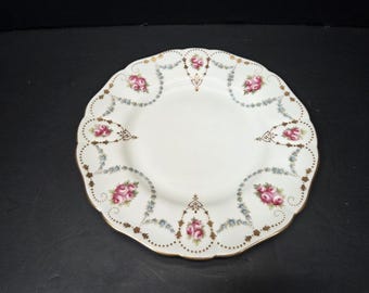 Antique Cauldon Davis callamore Pink rose 9" Luncheon/dinner plate