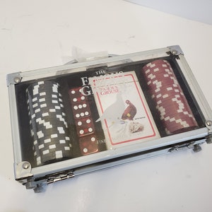 Famous Grouse poker set with chips dice and cards in box NEW unused