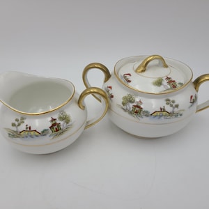 Noritake The Pagoda Creamer and sugar set w/ cover