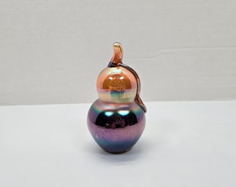 Rare St Clair carnival glass iridescent Pear paperweight figurine 6"