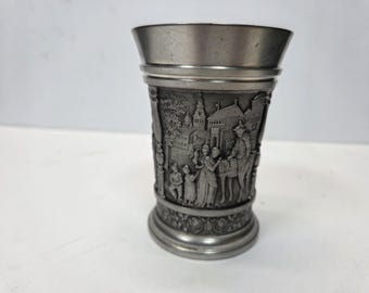 Vintage Pewter Artina SKS Zinn 95% Small Cup Fancy Horse Carriage