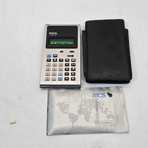 Vintage Royal 81CS Green display Calculator in case with book works