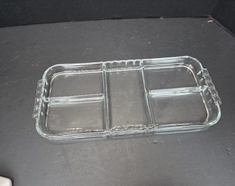 Vassoio di cortesia Toastmaster vintage di metà secolo, inserto in vetro diviso in 5 parti