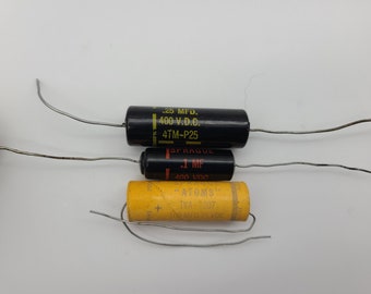 Lot von 3 Kondensatoren Sprauge schwarze Schönheit und ein Papier elektrolyt .25mfd, .1mfd, 100mfd