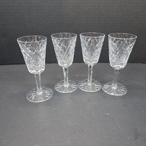 Set of 4 Waterford Clare 5 1/8&quot; Sherry glasses  wine/liquor glasses cut crystal