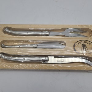 NEW unused Laguiole knives 3 piece set 2 knives and a fork, Cheese/meat knife set stainless steel
