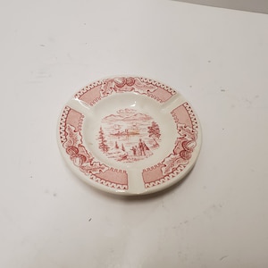 Mid century Memory lane Red transferware 5 1/2&quot; Ashtray