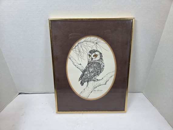 Steve Leonardi Wildlife Graphics Owl Etching Signed 269/1000