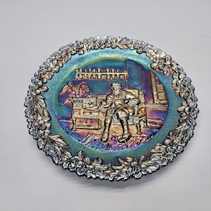 Platos de vidrio para coleccionistas de carnaval de la serie Fenton American Craftsman n.° 4 de 1973 Cobbler